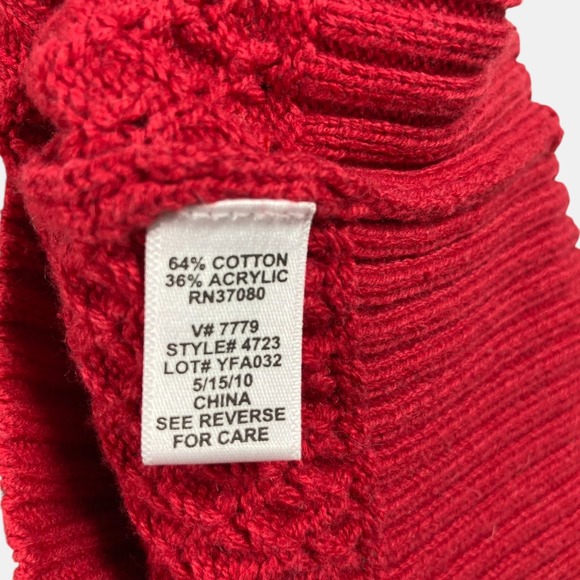 Cato Girls Red Turtleneck Knit Sweater Dress Short Sleeve Tie Waist Womens Large - Picture 3 of 6